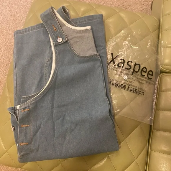 Denim Overall Dress for Women Casual Mini Sleeveless Jean Vintage Size XL (NWT) - Picture 3 of 7
